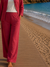 Pantalón Ibiza lino 100% Burdeos